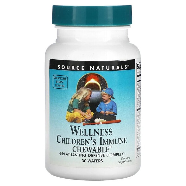 Натуральная добавка Source Naturals Wellness Children's Immune Chewable, 30 пастилок для детей