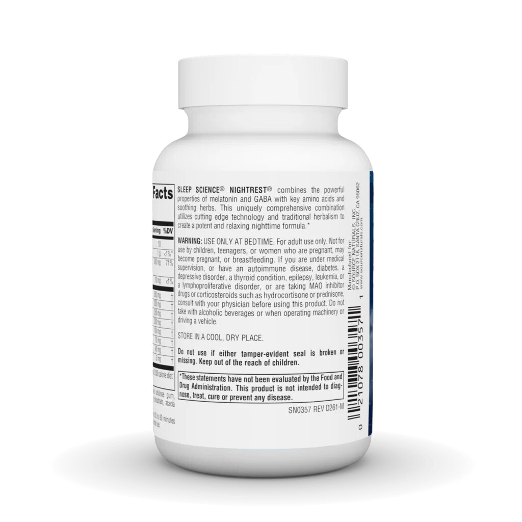Вечерний комплекс с мелатонином Source Naturals Sleep Science NightRest with Melatonin, 50 таблеток для хорошего сна. Фото 3