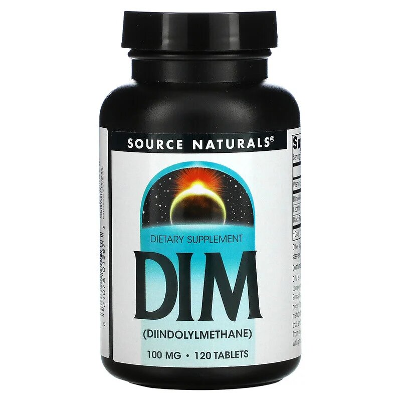 Дііндолілметан Source Naturals DIM (Diindolylmethane) 100 mg, 120 таблеток для підтримки гормонального балансу