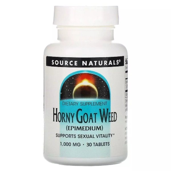 Епімедіум Source Naturals Horny Goat Weed 1000 mg, 30 таблеток для підтримки сексуальної енергії