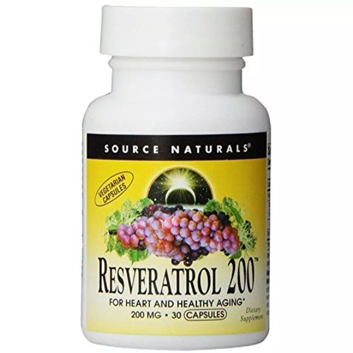 Ресвератрол Source Naturals Resveratrol 200 mg, 30 таблеток для защиты от стрессов