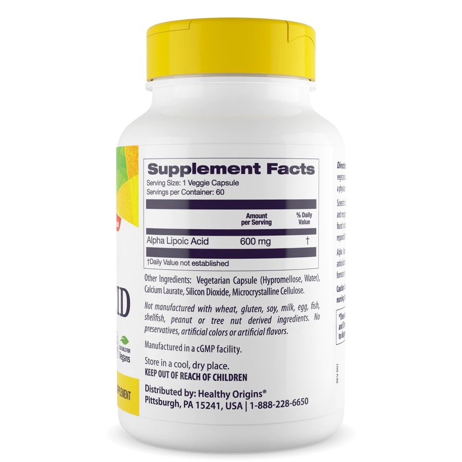 Альфа-ліпоєва кислота Healthy Origins Alpha Lipoic Acid 600 mg, 60 вегакапсул. Фото 2