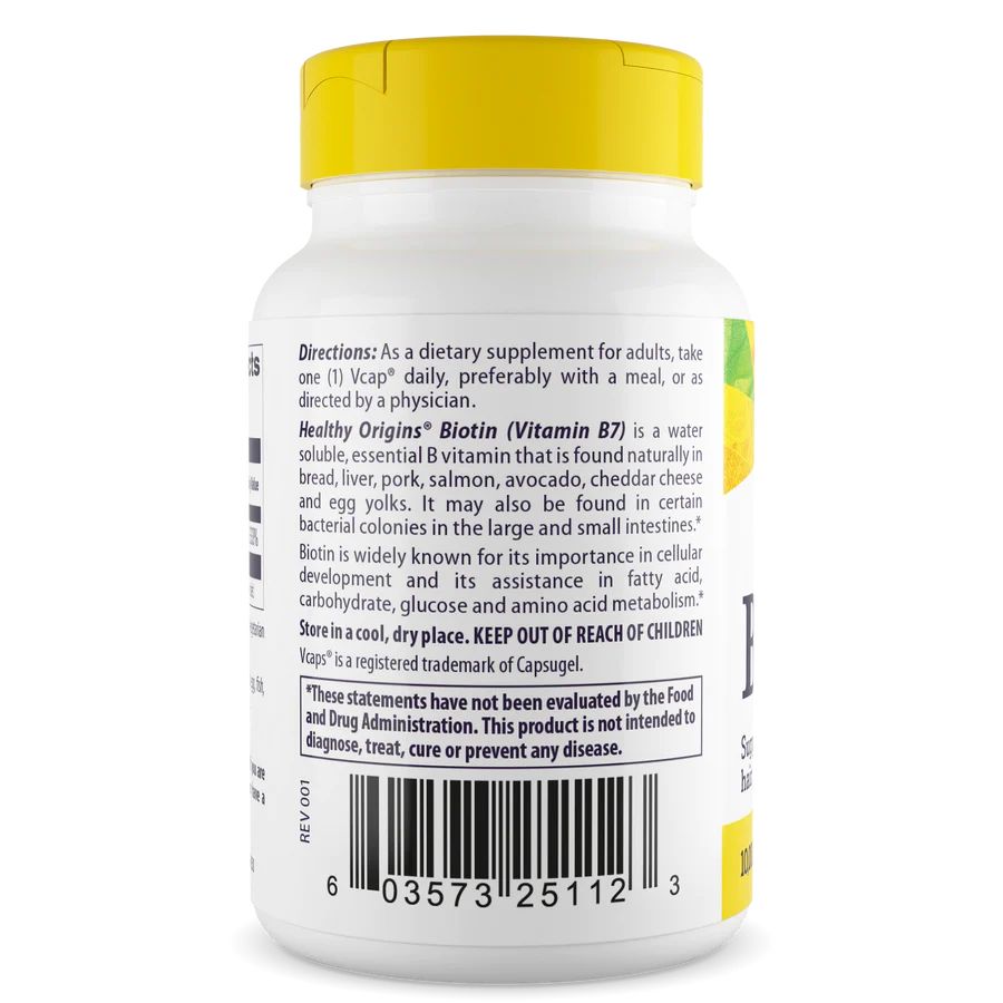 Біотин Healthy Origins Biotin 10000 mcg Ultra Potency, 150 вегакапсул для підтримки волосся, шкіри та нігтів. Фото 3