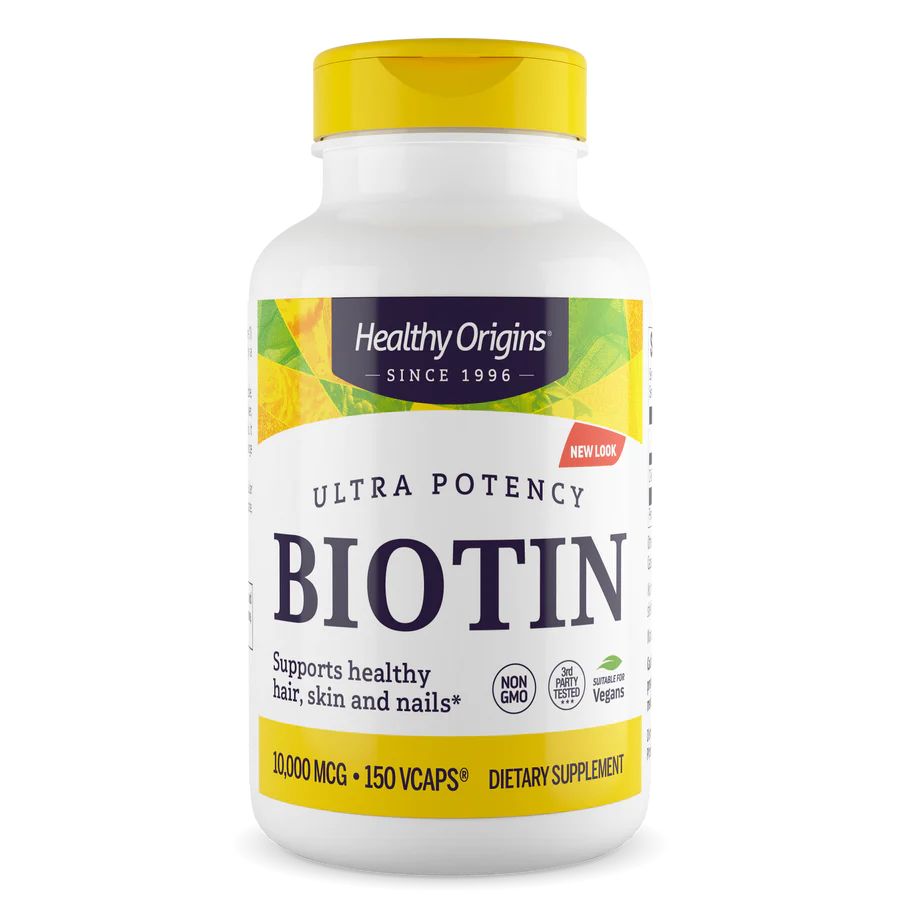 Біотин Healthy Origins Biotin 10000 mcg Ultra Potency, 150 вегакапсул для підтримки волосся, шкіри та нігтів