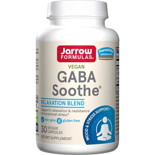 Гамма-аміномасляної кислоти Jarrow Formulas GABA Soothe, 30 вегакапсул для підтримки розумової концентрації