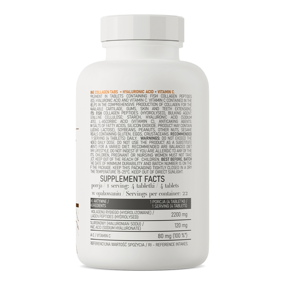 Колаген OstroVit Marine Collagen with Hyaluronic Acid and Vitamin C, 90 таблеток з гіалуроновою кислотою і вітаміном С. Фото 2