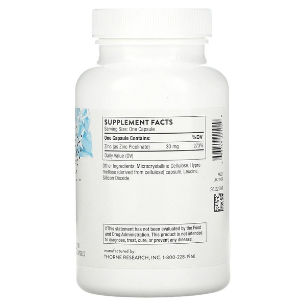 Піколінат цинку Thorne Zinc Picolinate 30 mg, 180 вегакапсул. Фото 2