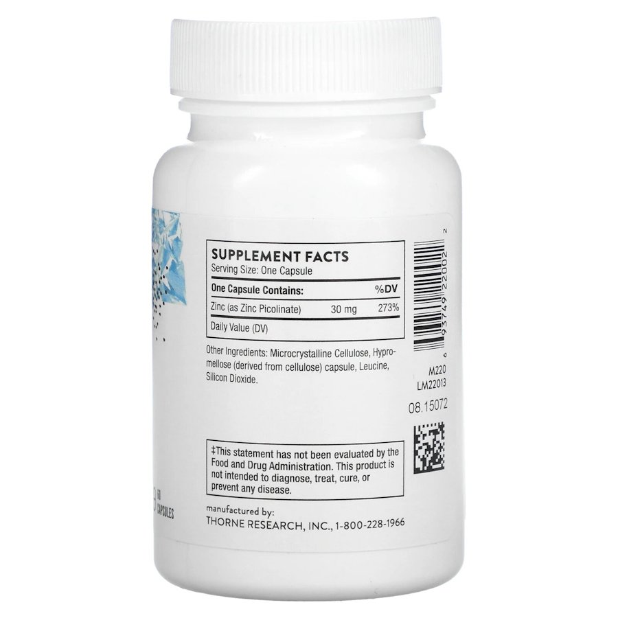 Пиколинат цинка Thorne Zinc Picolinate 30 mg, 60 вегакапсул. Фото 2