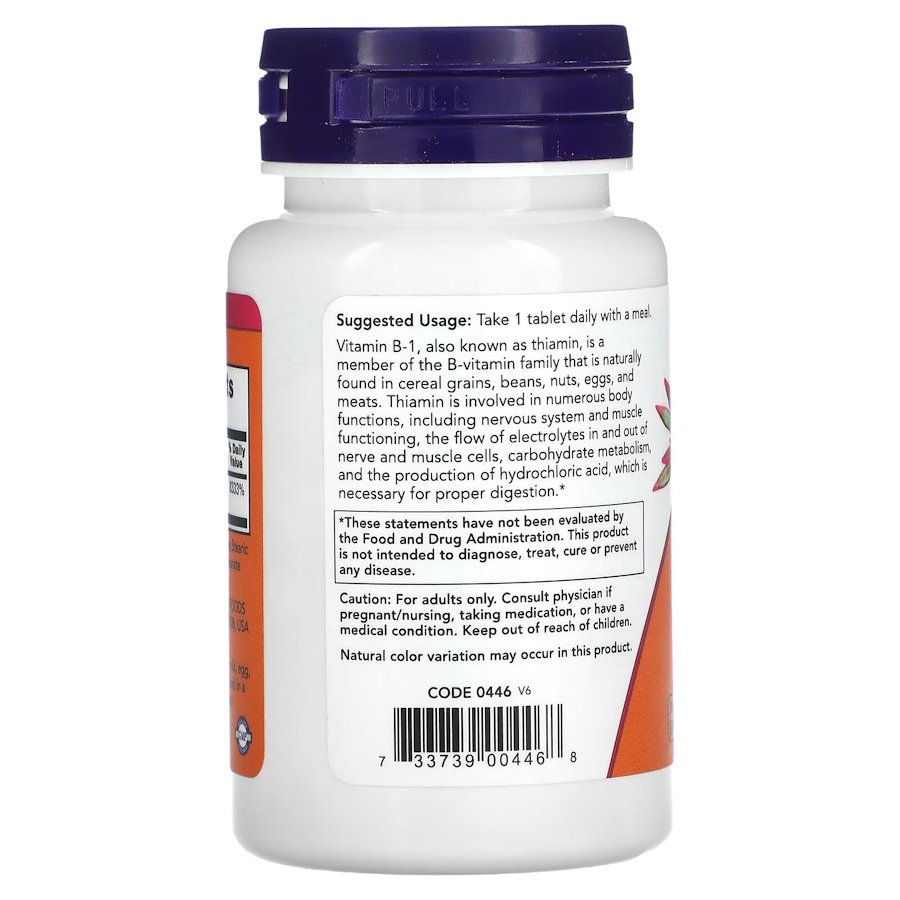 Вітамін В1 NOW Vitamin B1 100 mg, 100 таблеток. Фото 3