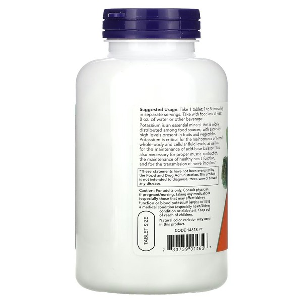 Глюконат калію NOW Potassium Gluconate 99 mg, 250 таблеток для підтримки кислотно-лужного балансу. Фото 3