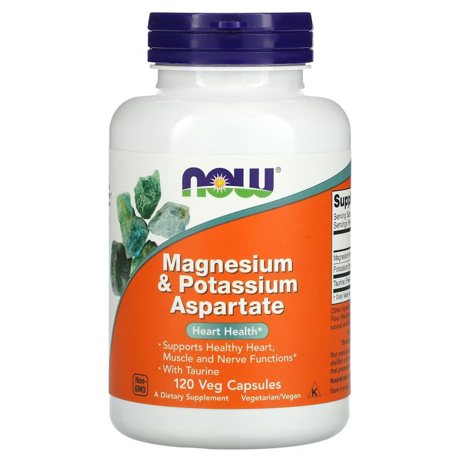 Аспартат магния и  калия NOW Magnesium & Potassium Aspartate with Taurine, 120 капсул