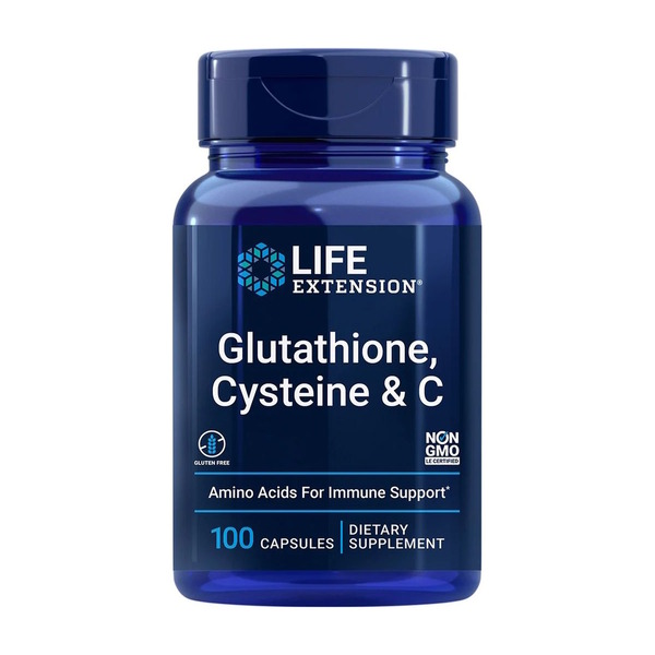 Натуральна добавка Life Extension Glutathione Cysteine & C, 100 капсул для підтримки імунної системи