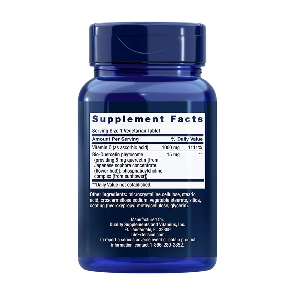 Витамин С и фитосома био-кверцетина Life Extension Vitamin C and Bio-Quercetin Phytosome, 60 таблеток. Фото 2