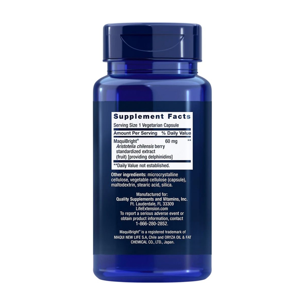Екстракт ягід маки Life Extension Tear Support with MaquiBright 60 mg, 30 вегакапсул для підтримки очей. Фото 2
