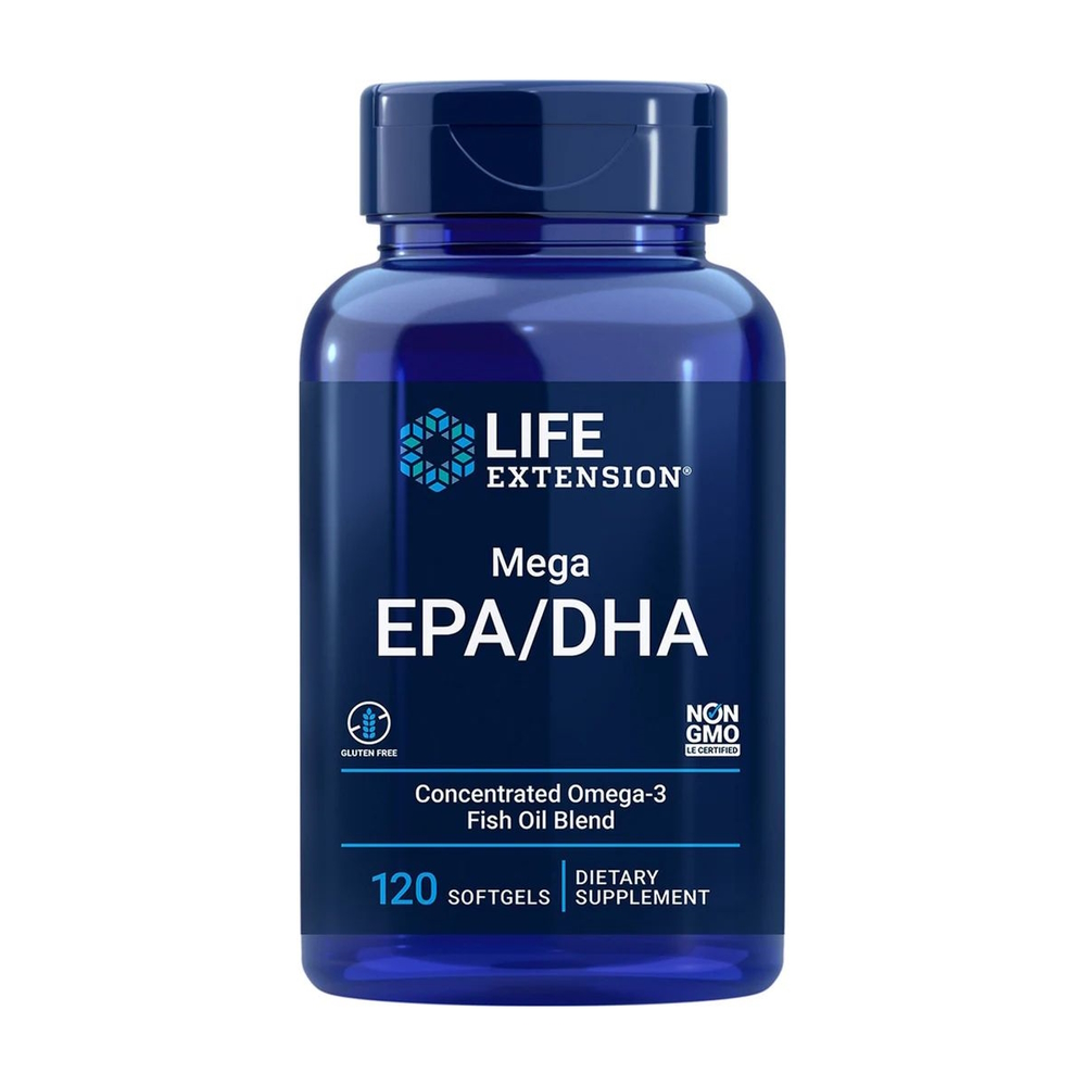 Омега-3 Life Extension Mega EPA/DHA, 120 капсул для підтримки серця иа суглобів