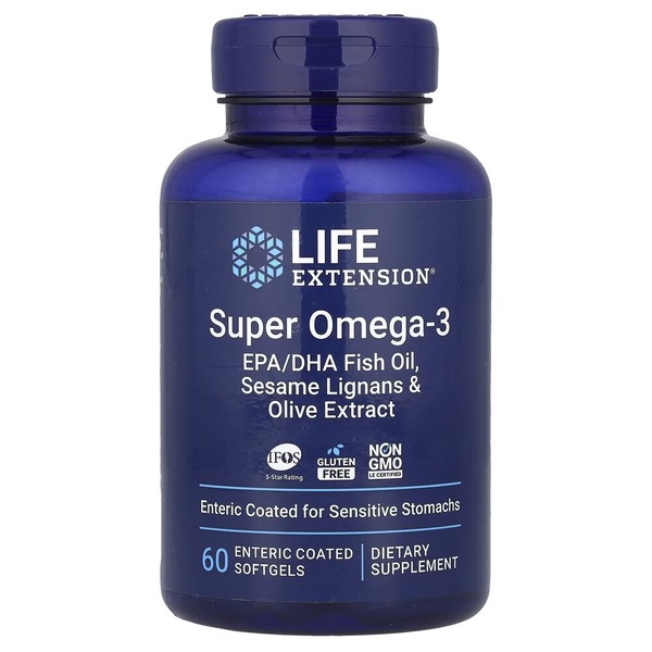 Омега-3 Life Extension Super Omega-3 Enteric Coated, 60 капсул для підтримки серця иа суглобів