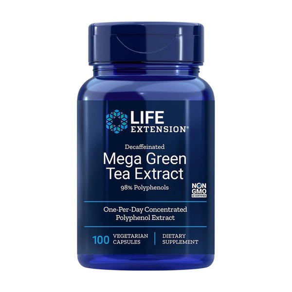 Екстракт зеленого чаю Life Extension Mega Green Tea Extract Decaffeinated, 100 вегакапсул без кофеїну