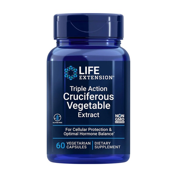 Комплекс екстрактів Life Extension Triple Action Cruciferous Vegetable Extract, 60 вегакапсул для підтримки рівня гормонів