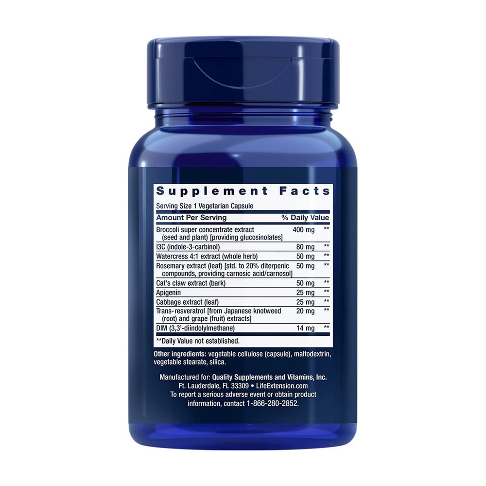 Комплекс екстрактів Life Extension Triple Action Cruciferous Vegetable Extract with Resveratrol, 60 вегакапсул. Фото 2