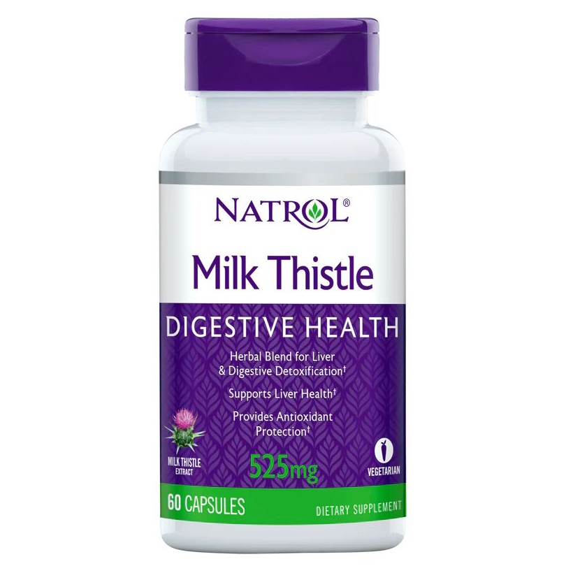 Смесь трав Natrol Milk Thistle 525 mg, 60 капсул для поддержки печени