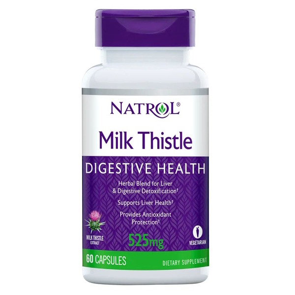 Смесь трав Natrol Milk Thistle 525 mg, 60 капсул для поддержки печени