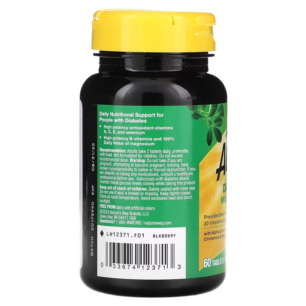 Витамины и минералы Nature's Way Alive! Diabetic Multivitamin, 60 таблеток для диабетиков. Фото 3