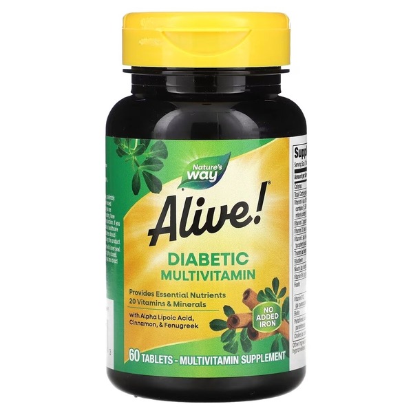 Витамины и минералы Nature's Way Alive! Diabetic Multivitamin, 60 таблеток для диабетиков