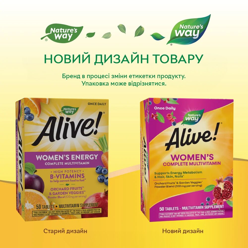 Вітаміни та мінерали Nature's Way Alive! Women's Complete Multivitamin, 50 таблеток для жінок. Фото 4