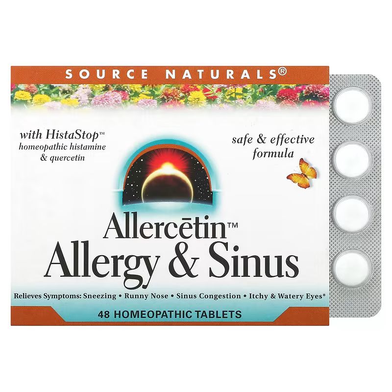 Натуральная добавка Source Naturals Allercetin Allergy & Sinus, 48 таблеток для помощи при аллергии
