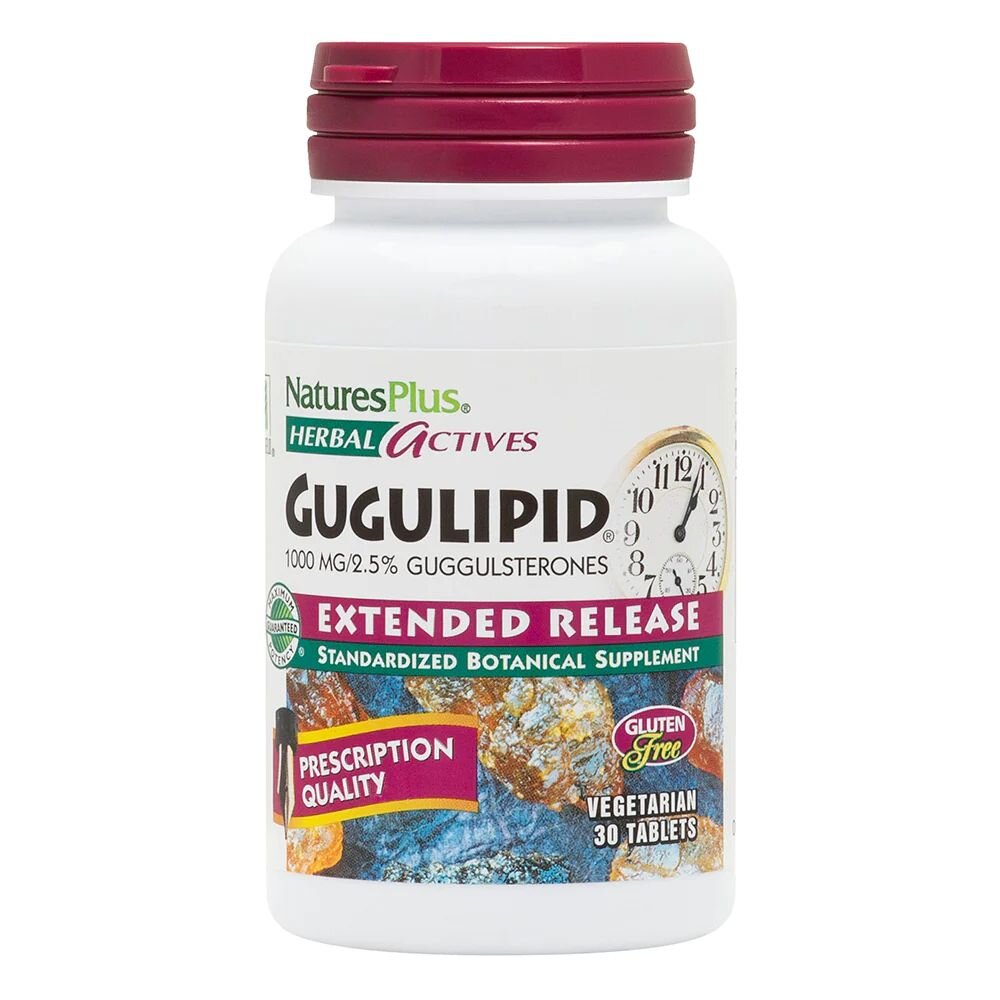 Гугуліпід Natures Plus Herbal Actives Gugulipid, 30 таблеток для підтримки рівня холестерину