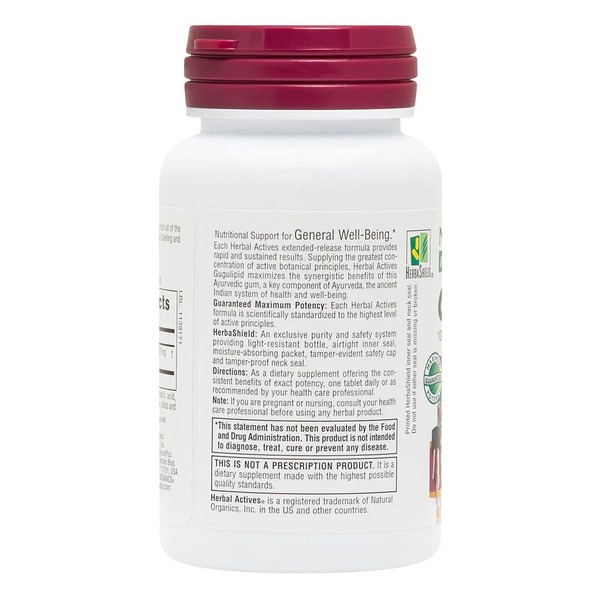 Гугуліпід Natures Plus Herbal Actives Gugulipid, 30 таблеток для підтримки рівня холестерину. Фото 3