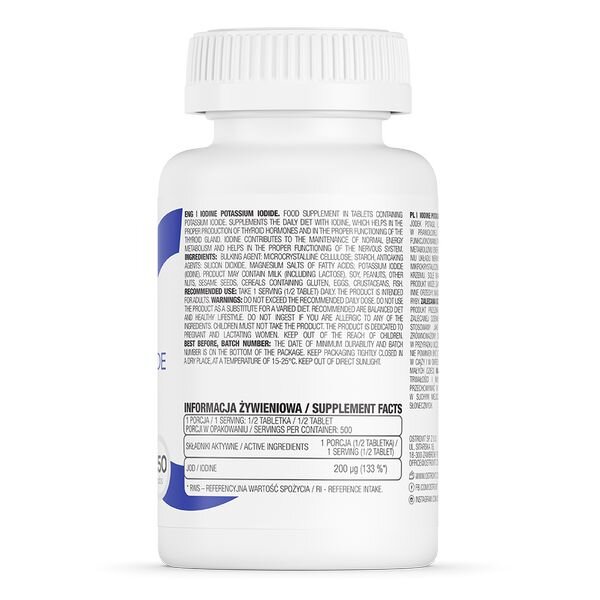 Йодид калію OstroVit IODINE Potassium Iodide, 250 таблеток. Фото 2