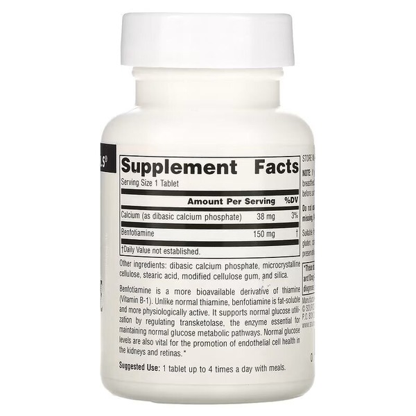 Бенфотиамин Source Naturals Benfotiamine 150 mg, 60 таблеток. Фото 2