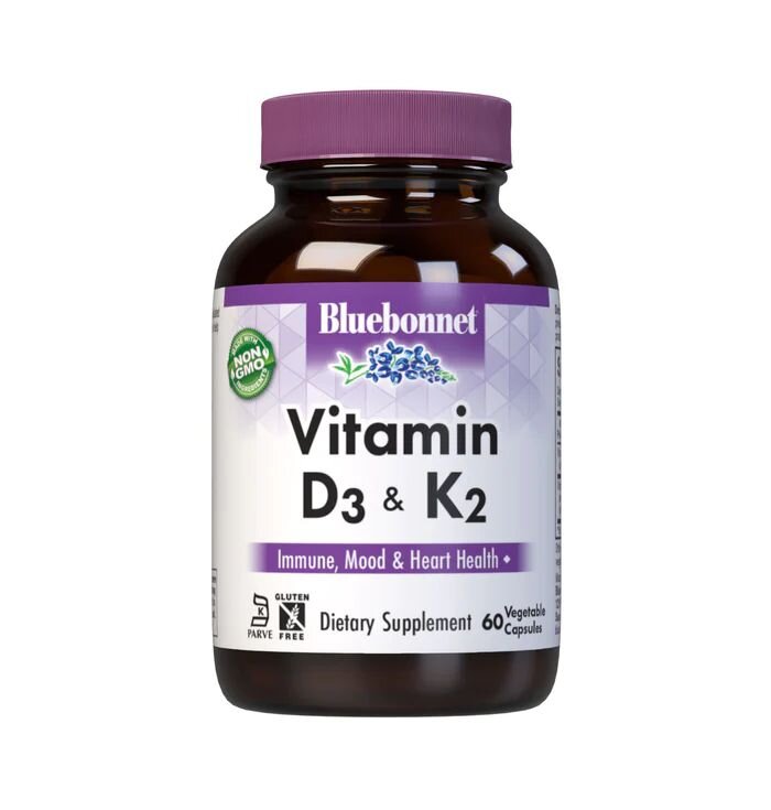 Витамин D3 и K2 Bluebonnet Nutrition Vitamin D3 & K2, 60 вегакапсул