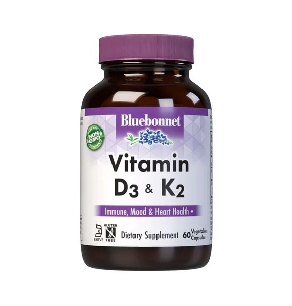 Витамин D3 и K2 Bluebonnet Nutrition Vitamin D3 & K2, 60 вегакапсул