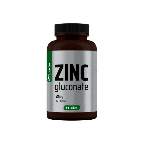Цинк Sporter Zinc Gluconate 25 mg, 90 таблеток для поддержки иммунной системы