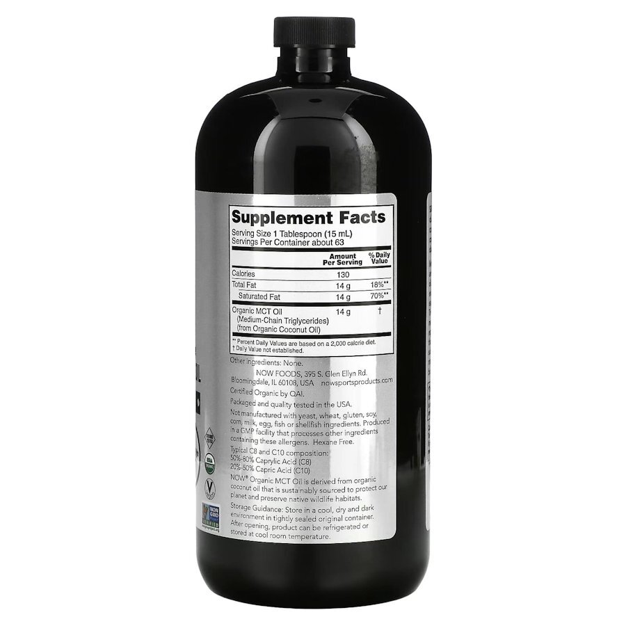 Органічне масло MCT NOW Sports Organic MCT Oil, 946 мл. Фото 2