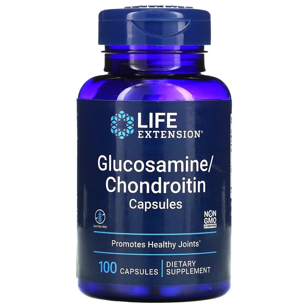 Глюкозамін та хондроїтин Life Extension Glucosamine/Chondroitin, 100 капсул для підтримки хрящів та суглобів