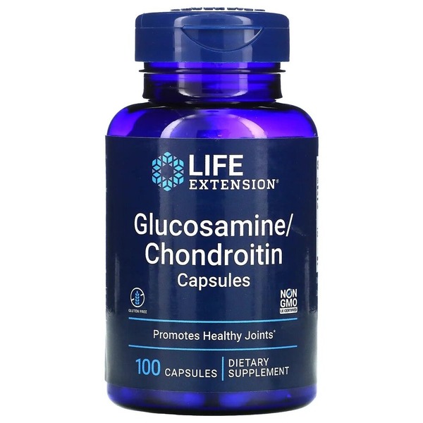 Глюкозамін та хондроїтин Life Extension Glucosamine/Chondroitin, 100 капсул для підтримки хрящів та суглобів