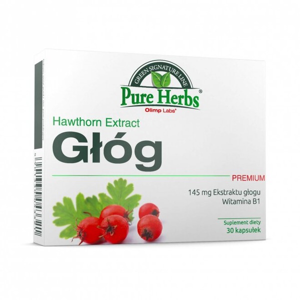 Екстракт глоду та вітамін В1 Olimp Sport Nutrition Pure Herbs Glog Premium, 30 капсул для підтримки серця