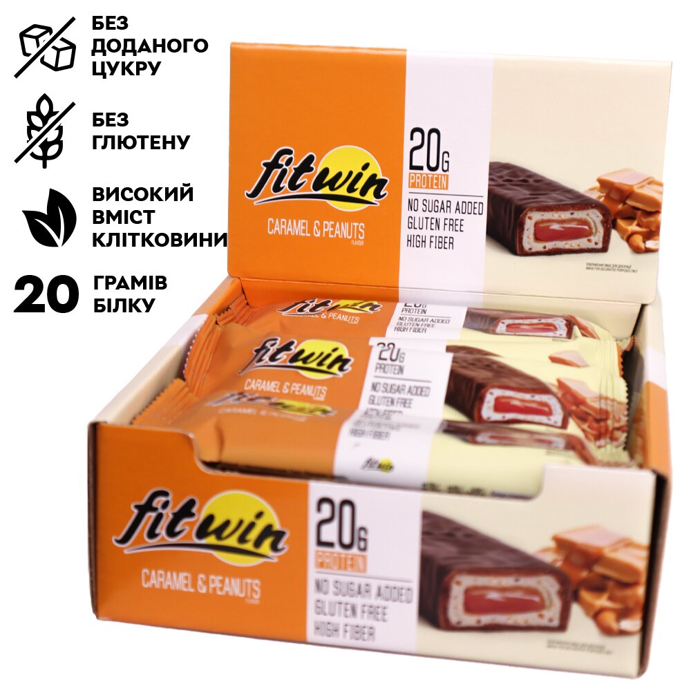 Блок протеїнових батончиків FitWin Protein Bar 33%, 12x60 грам