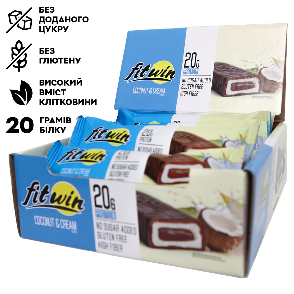 Блок протеїнових батончиків FitWin Protein Bar 33%, 12x60 грам. Фото 5