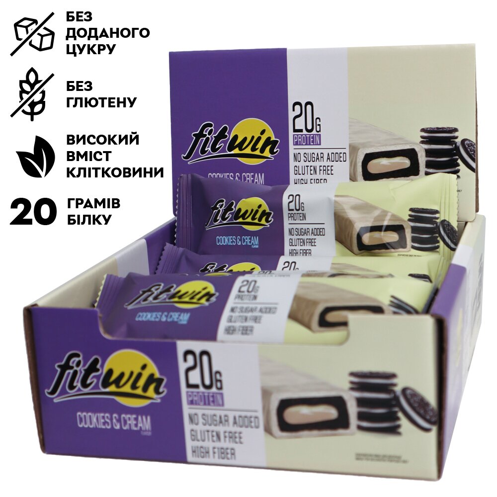 Блок протеїнових батончиків FitWin Protein Bar 33%, 12x60 грам. Фото 3