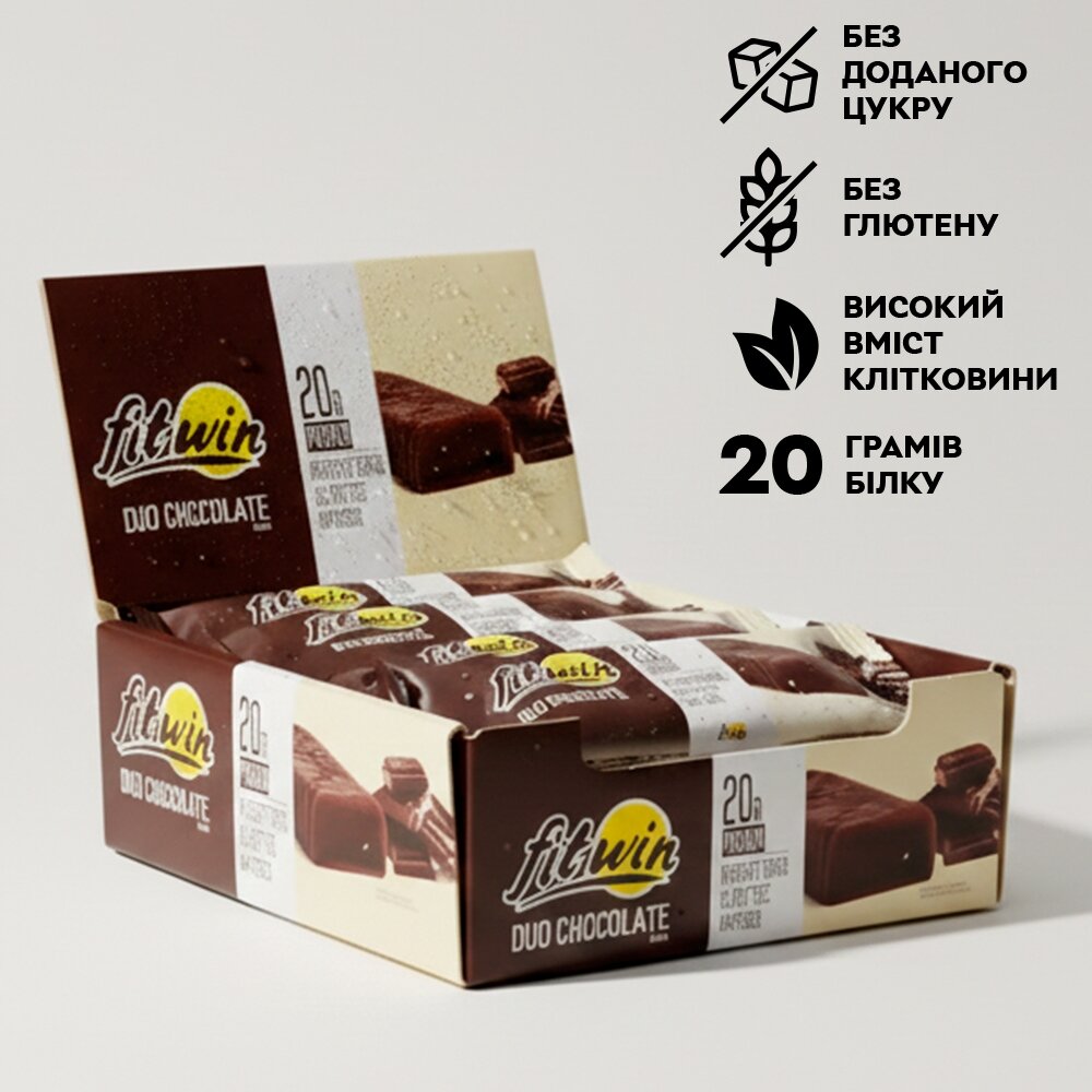 Блок протеїнових батончиків FitWin Protein Bar 33%, 12x60 грам. Фото 7