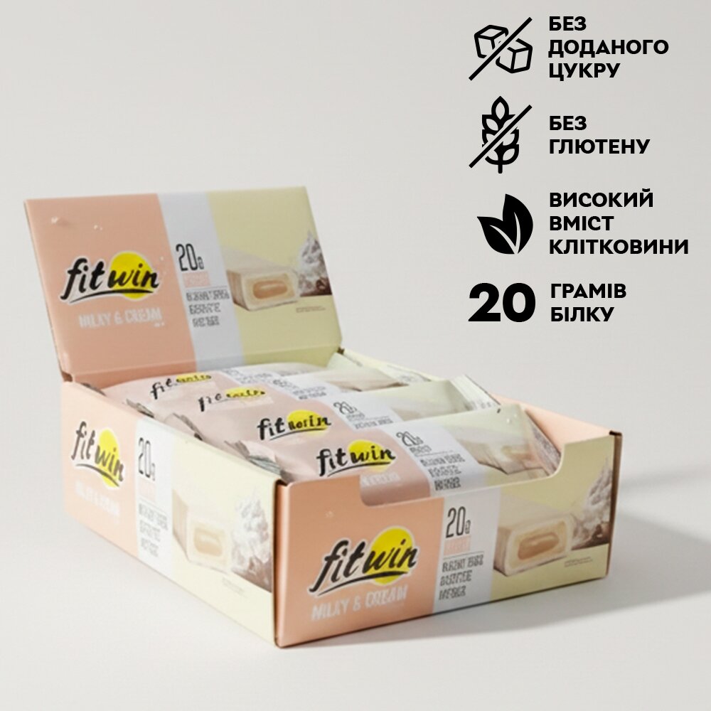 Блок протеїнових батончиків FitWin Protein Bar 33%, 12x60 грам. Фото 6