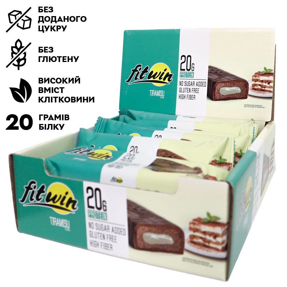 Блок протеїнових батончиків FitWin Protein Bar 33%, 12x60 грам. Фото 4