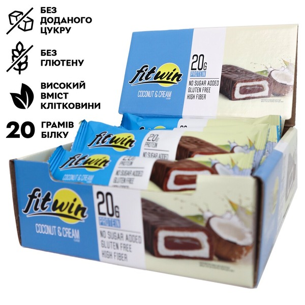 Блок протеїнових батончиків FitWin Protein Bar 33%, 12x60 грам. Фото 5