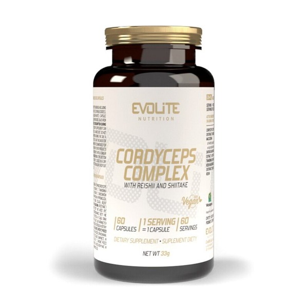 Экстракт кордицепса, шиитаке, рейши Evolite Nutrition Cordyceps Complex, 60 капсул для поддержки иммунной системы