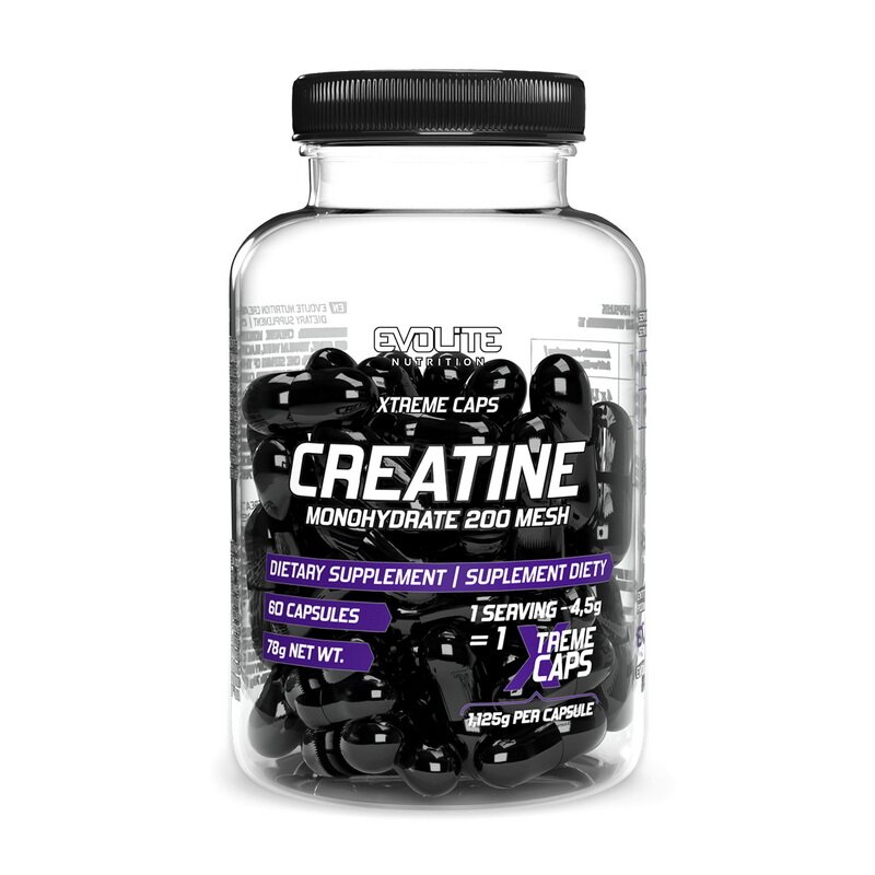 Креатин моногідрат та таурин Evolite Nutrition Creatine Monohydrate Xtreme, 60 капсул