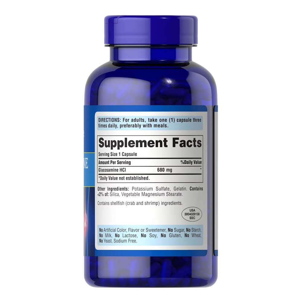 Хондропротектор Puritan's Pride Glucosamine HCL 680 mg, 240 капсул для підтримки суглобів. Фото 2